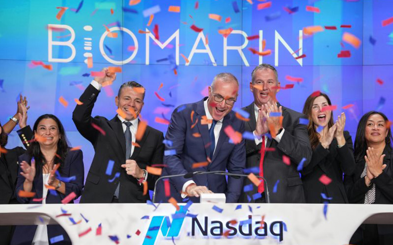 BioMarin Leadership Team ringing the opening bell as Nasdaq