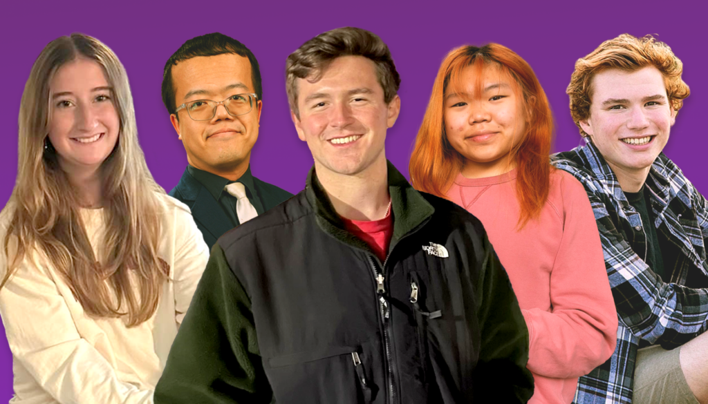 2024 RARE Scholar Winners: Allison Lowrie, Jiayi Yan, Brian DuVal, Allyson Chan, and William McClintock